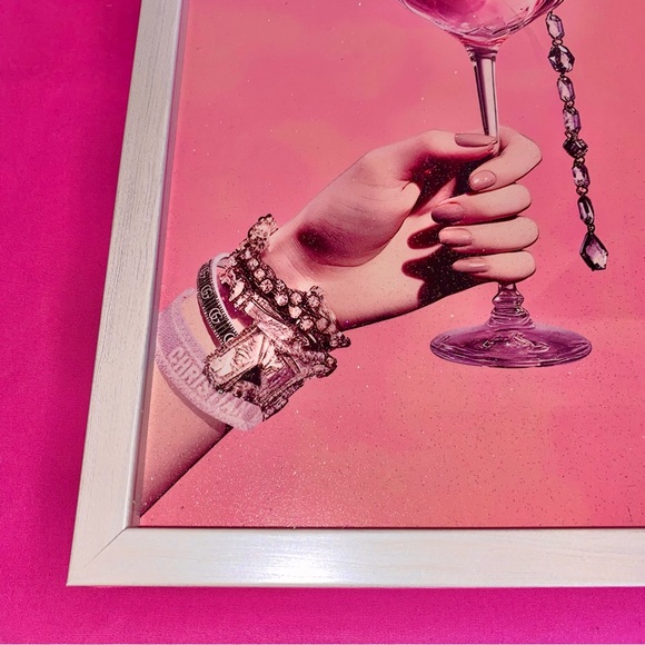 Pink Abstract Art Glitter Daisy Eclectic Cocktail Dior/Gucci Oliver Gal Inspo - Picture 3 of 11